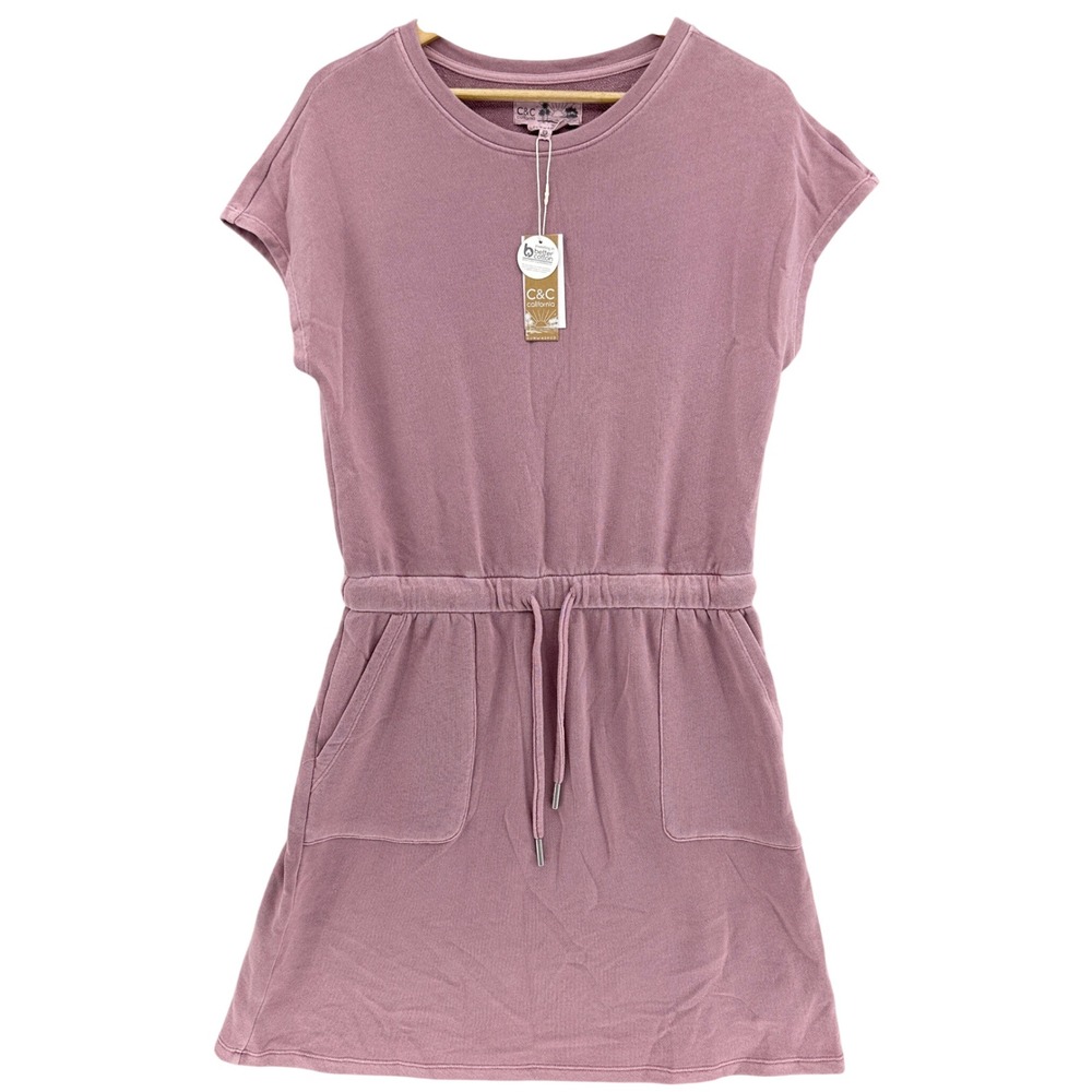 C&C California Sunwashed Dress Womens Medium Mauve French Terry NEW Beach Soft